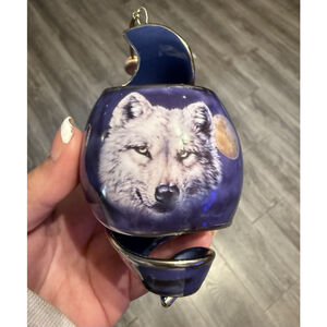 Vintage Bradford Exchange? Wolf Ornament Swirly Dog Animal EUC Porcelain